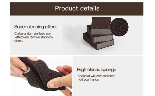 Dr.WOW Carborundum Heavy Duty Scouring Sponges - Fiberglass-Free Nano Rust Eraser for Pots, Pans, Grill, Oven Racks & Sink Stains (1'' 6Ct (Pack of 1))