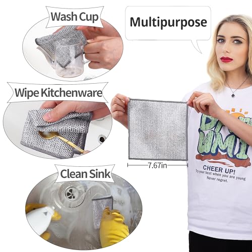 Nanaborn Non-Scratch Wire Dishwashing Rags - 12 Pack Kitchen Cloths