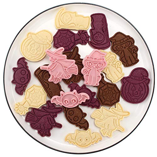 MayeBridge Halloween Witch and Bat Cookie Cutters Set of 6