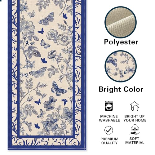 Chinoiserie Floral Table Runner - 13x72 Inches, Vintage Design