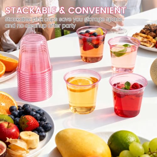 50 Pack 12oz Pink Plastic Cups - Disposable Party Drinkware