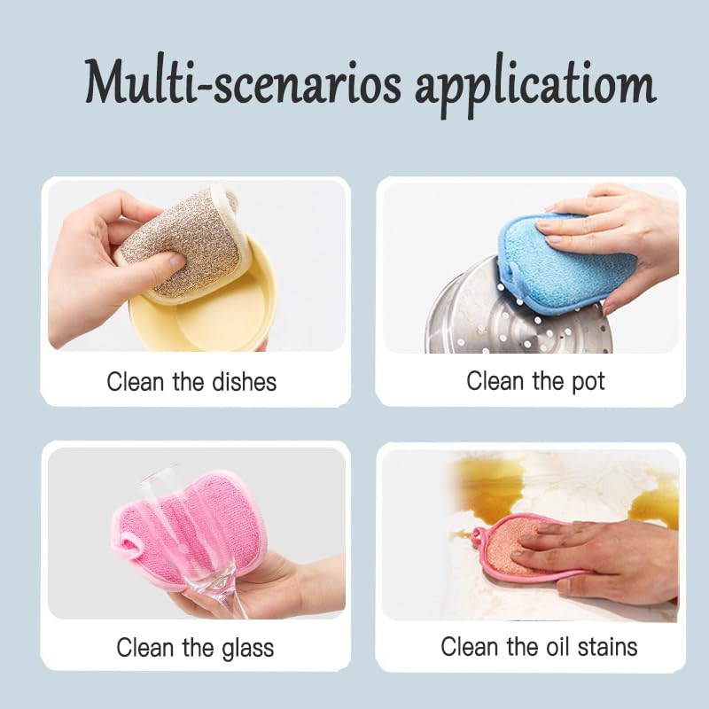 YUEMIN Clean 6-Pack Kitchen Sponges with Stainless Steel Scrub