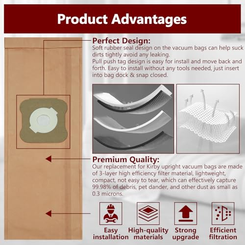 GULUANT 3-Pack Replacement Vacuum Cleaner Bags for Kirby Models