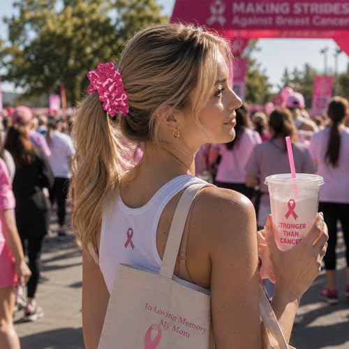 Breast Cancer Awareness Scrunchies, 4-Pack Pink Ribbon Hair Ties