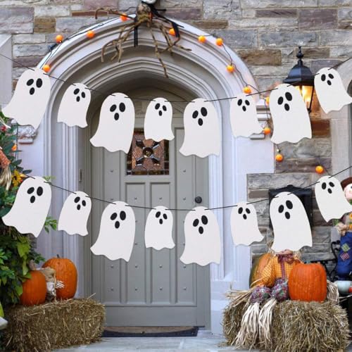 Halloween Ghost Banner Cute Hanging Decoration for Fireplace Party