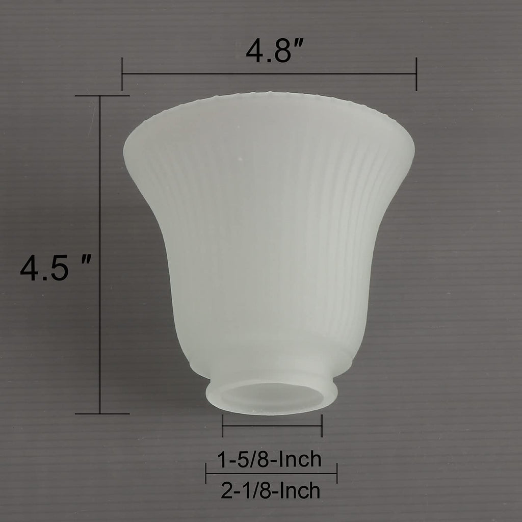 Anmire 2 Pack Frosted Ribbed Glass Shade, Bell Shaped Light Fixture Replacement Globe or Cover with 2-1/8-Inch Fitter for Ceiling Fan Light Chandelier Wall Sconce, G0016