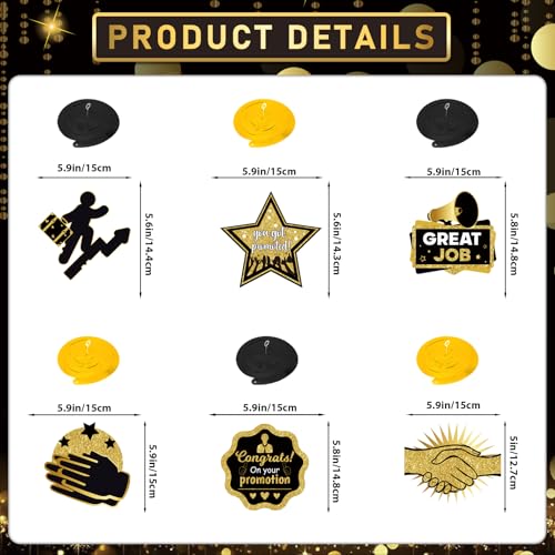 Yay! You Got Promoted Banner Set - Black & Gold Career Milestone Decorations