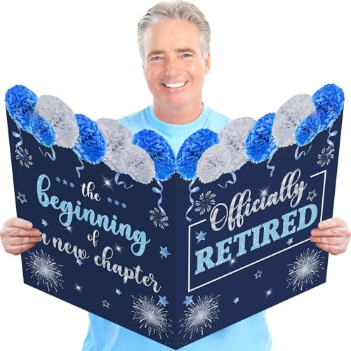 Officially Retired Greeting Card - Blue 25x16 Inch with Envelope