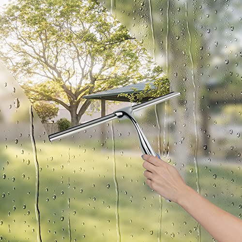 Fab Glass and Mirror Chrome 10-Inch Silicone Blade Shower Squeegee with Holder