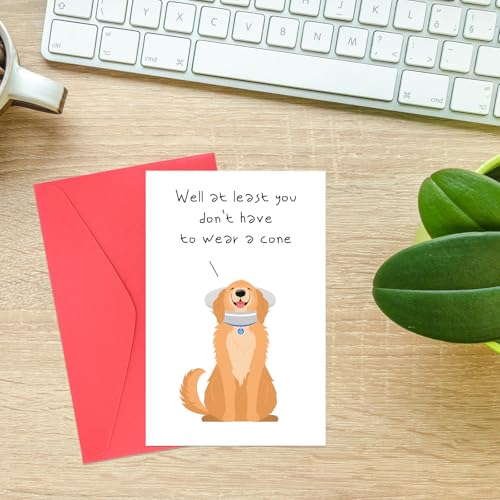 Funny Get Well Card with Envelope - Golden Retriever Design