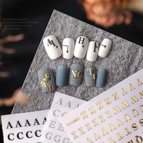 Black Letter Nail Art Stickers 3D English Alphabet Decals