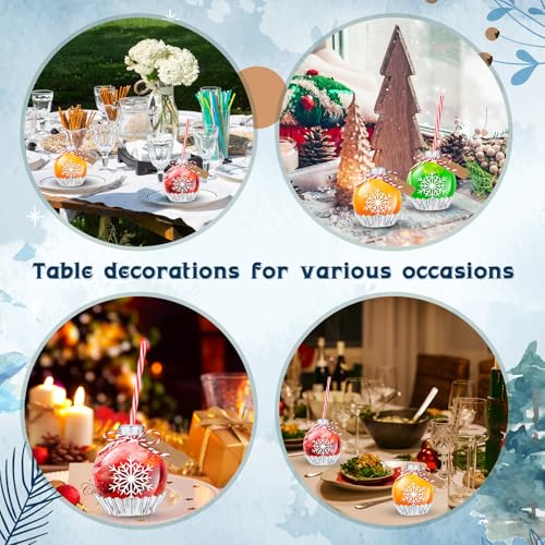 12Pcs Christmas Plastic Ball Bottle Decorations for Drinks - Snowflake Pattern