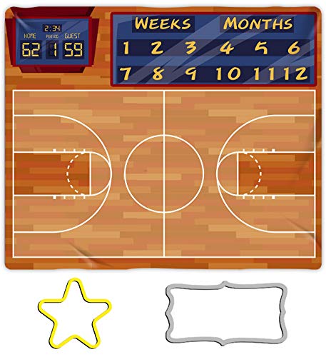 Basketball Milestone Blanket for Baby - Soft Flannel Growth Chart 48x40in