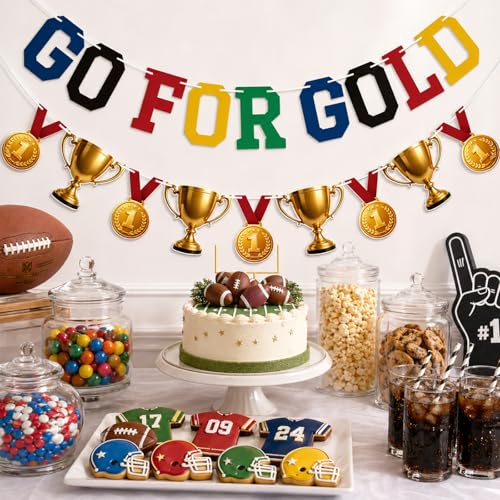Pre-Strung Go for Gold Soccer Banner Garland for Party Decor