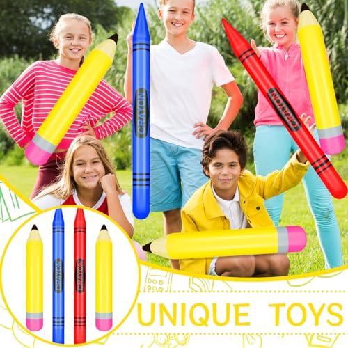 6Pcs Back to School Balloon Set, Yellow Pencil & Big Crayon Party Decor