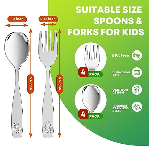 8-Piece Kids Stainless Steel Utensil Set with Cute Designs