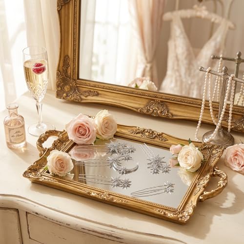 Star and Moon Rhinestone Hair Pins Set - 5 Pcs Silver Bridal Hair Jewelry