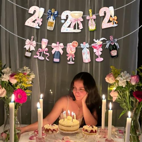 Pink 21st Birthday Banner for Elegant Party Decorations