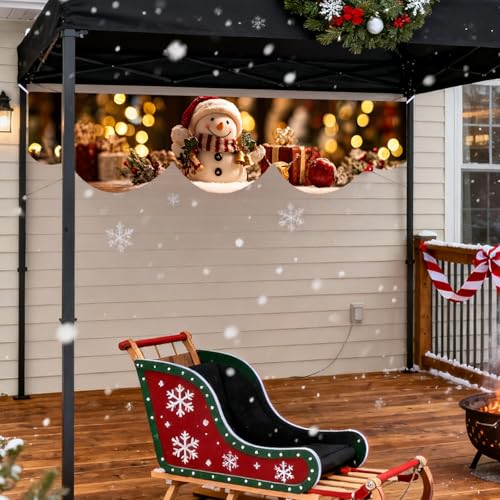 Nuxovilar Snowman Warm Lights Wave Banner - 19.68x78.74 inches