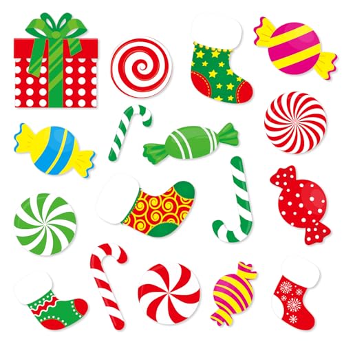 Christmas Candy Land Paper Cutouts Set - Bulletin Board Decor for Holiday Crafts