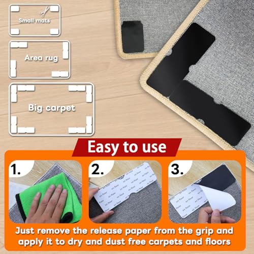 YINTTIAN Reusable Rug Tape Grippers for Hardwood Floors - 8 Pack Non-Slip Pads