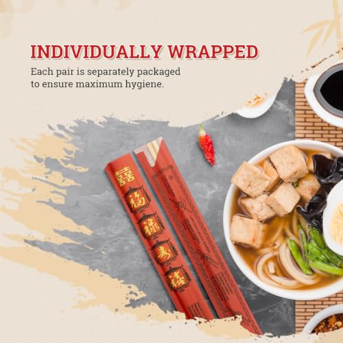 Premium Disposable Bamboo Chopsticks - 100 Sets, 9" Long