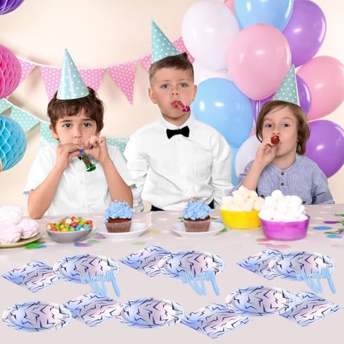 Purple Demon Birthday Party Supplies Set - 20 Paper Plates & 20 Napkins