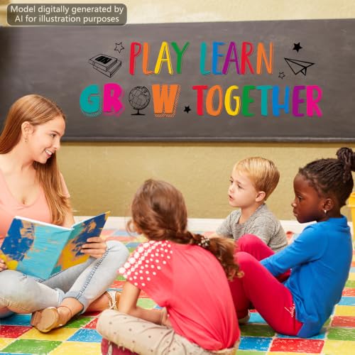 Motivational Wall Decals Set - Play Learn Grow Together Decor