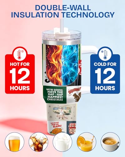 Funny Christmas Movie 40oz Tumbler with Handle & Straw - Holiday Gift Variation of THIS listing