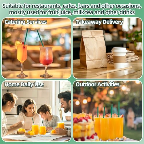 Sukh 100 Pack 6mm Green Plastic Drinking Straws, Individually Wrapped