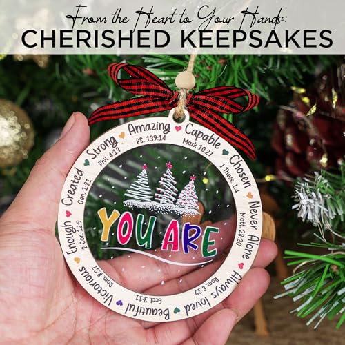 Christian Christmas Ornament Religious Gifts for Women - Bible Verse 2 Variation