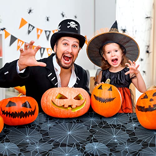Halloween Tablecloths - 2-Pack Disposable Spider Web Design, 54x108"