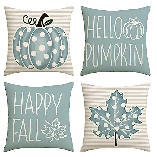 AVOIN colorlife Fall Throw Pillow Covers, 18x18 Autumn Pumpkin Set of 4