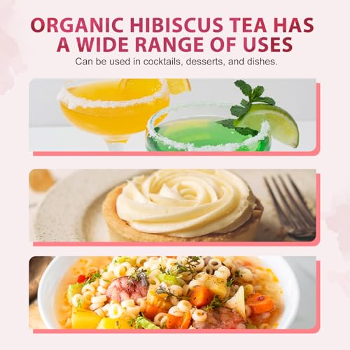 Soeos Organic Hibiscus Flower Herbal Tea, Loose Leaf, 16 Ounce