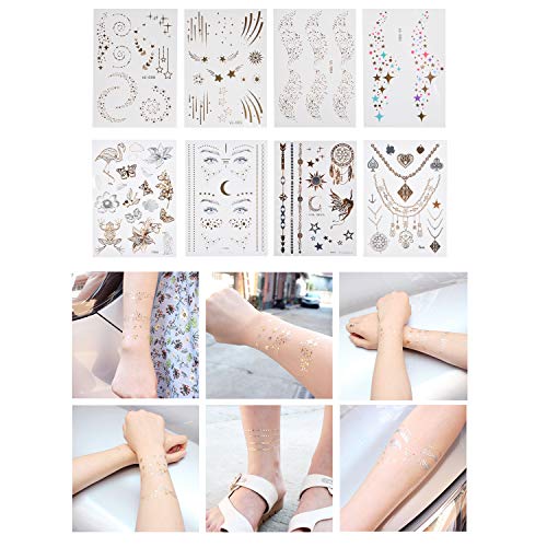 Kare & Kind Temporary Flash Tattoos, Metallic Face Stickers & Rhinestone Jewels