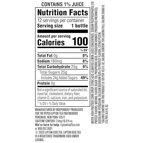 Lipton Iced Tea Lemon Pack of 12 16.9 Fl Oz Bottles | Refreshing Lemon Flavored Black Tea