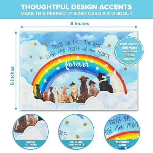 Rainbow Bridge Sympathy Card Set for Loss of Dog with Stickers