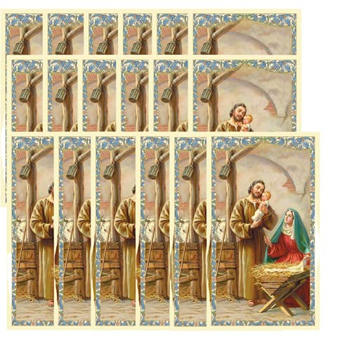 Nativity Prayer Cards Set - Religious Christmas Blessing Cards with Holy Family, 100 Pack