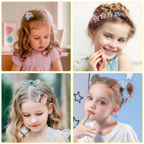 NEBORASTEP Hair Clips for Girls - Colorful Snap Barrettes Set for Kids
