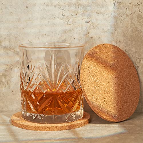 LOOKSEVEN Absorbent Cork Coasters for Drinks 3.9 Inch 2-Pack