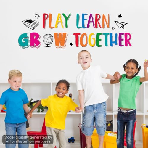 Motivational Wall Decals Set - Play Learn Grow Together Decor