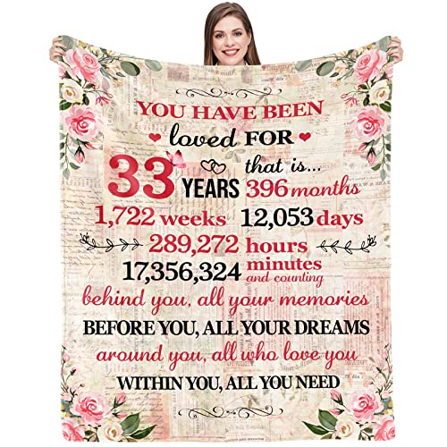 33rd Birthday Gift for Her - 60"x50" Soft Flannel Fleece Blanket