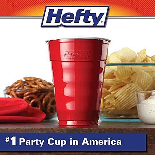 Hefty Easy Grip Disposable Plastic Party Cups, Red, 18 oz, 150 Count
