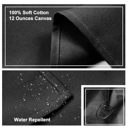 ZOMAO Black Chef Apron for Men & Women - Waterproof Cotton Canvas with Large Pockets