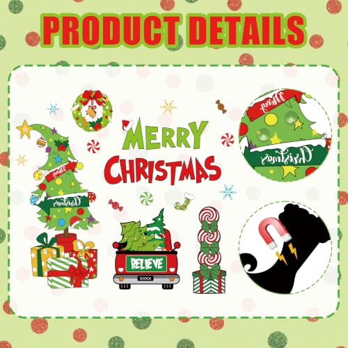 Green Christmas Tree Dishwasher Magnets 29Pcs Xmas Refrigerator Decor Set