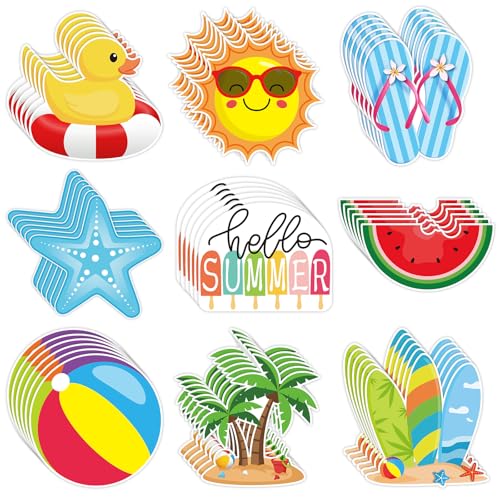 54 Pcs Summer Beach Cutouts - Double-Sided Decorations