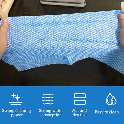 Porffitoy 50-Pack Large Reusable Blue Dish Cloths - Absorbent Kitchen Towels