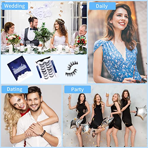 Magnetic Eyelashes and Eyeliner Kit with 7 Pairs Reusable 3D Lashes