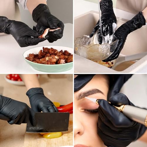 Small Black Nitrile Disposable Gloves - Latex-Free for Food Prep & Cleaning