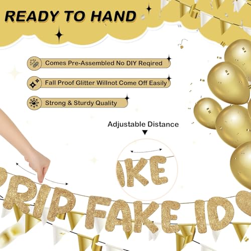 RIP Fake ID 21st Birthday Banner - Champagne Gold Funny Party Decor